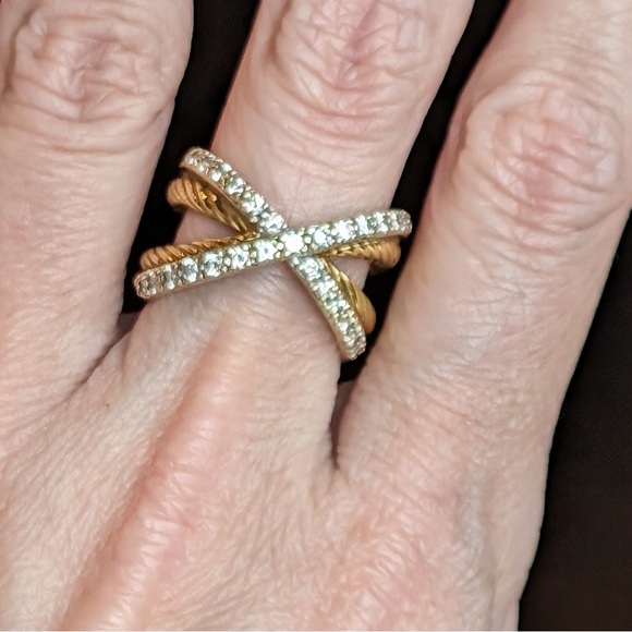 David Yurman 18K Gold Diamond X ring - Picture 6 of 13